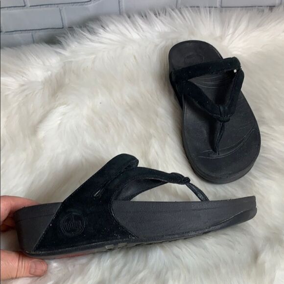 Fitflops Black Sueded Thongs Size 36/5.5 - Picture 1 of 6